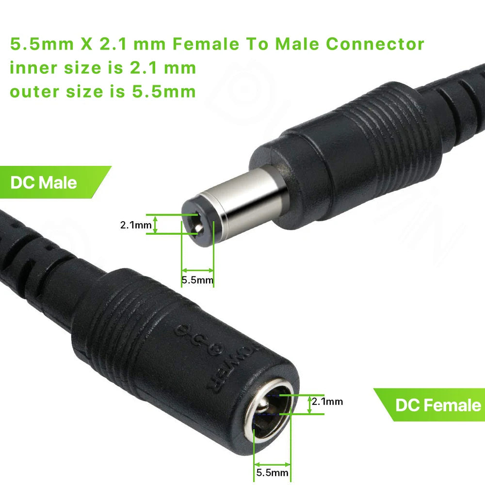 DC Voedingskabel 5.5mm x 2.1mm (6 meter) voor Beveiligingscamera's