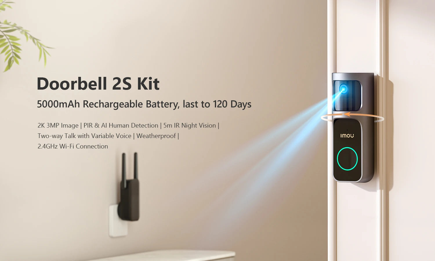 Imou 3MP Slimme Video Deurbel met Chime – Veiligheid Zonder Abonnementskosten