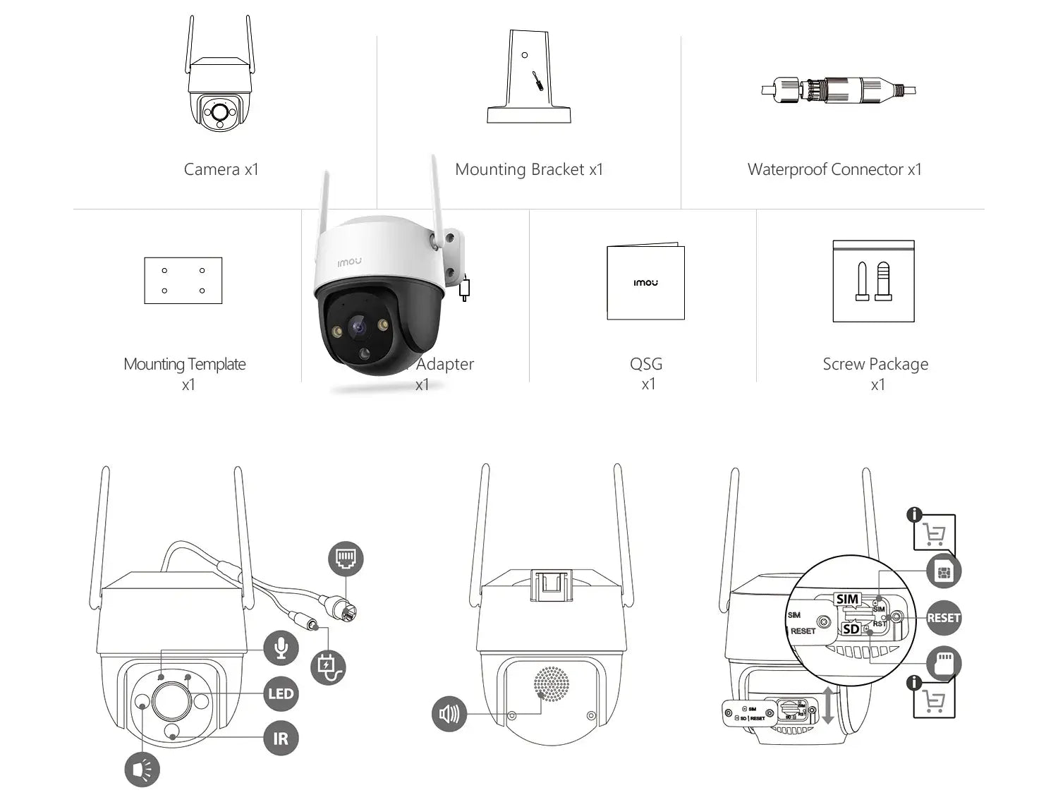Complete Beveiligingsset met 3 Camera’s (IMOU Cruiser SE+)
