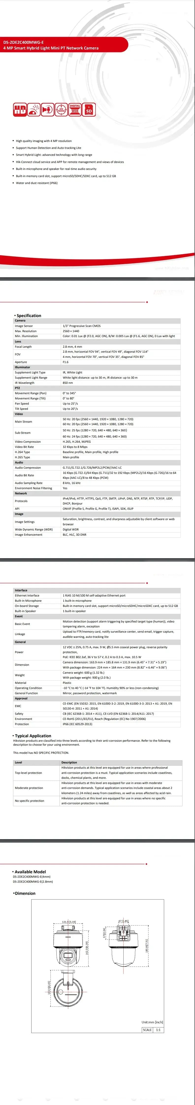 Hikvision 4MP IP Camera met Audio, Nachtzicht 30m en IP66 – Beveiligingscamera Buiten