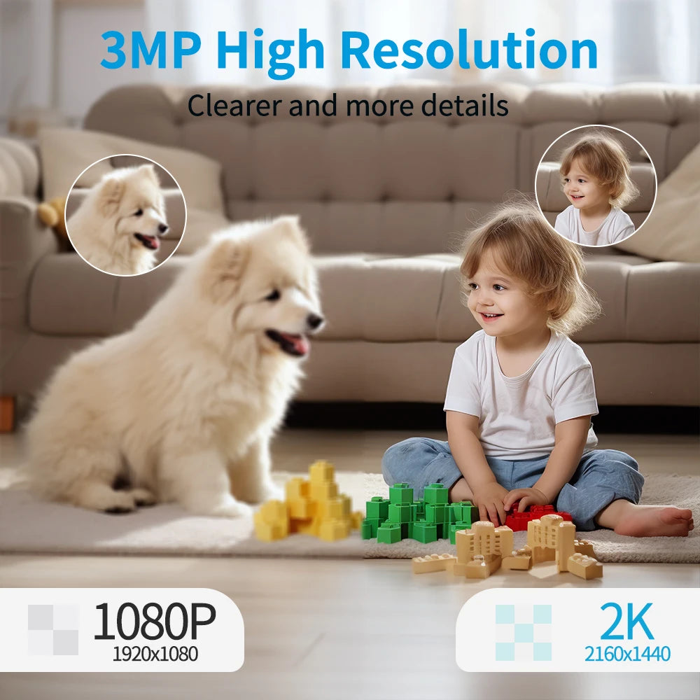 Draadloze Dome Beveiligingscamera – 3MP | 360° Pan & Tilt | Bewegingsdetectie