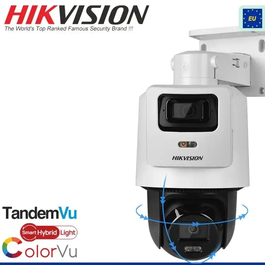 Hikvision DS-E/14 PTZ camera met TandemVu-technologie en ColorVu-lenzen voor optimale beveiliging.