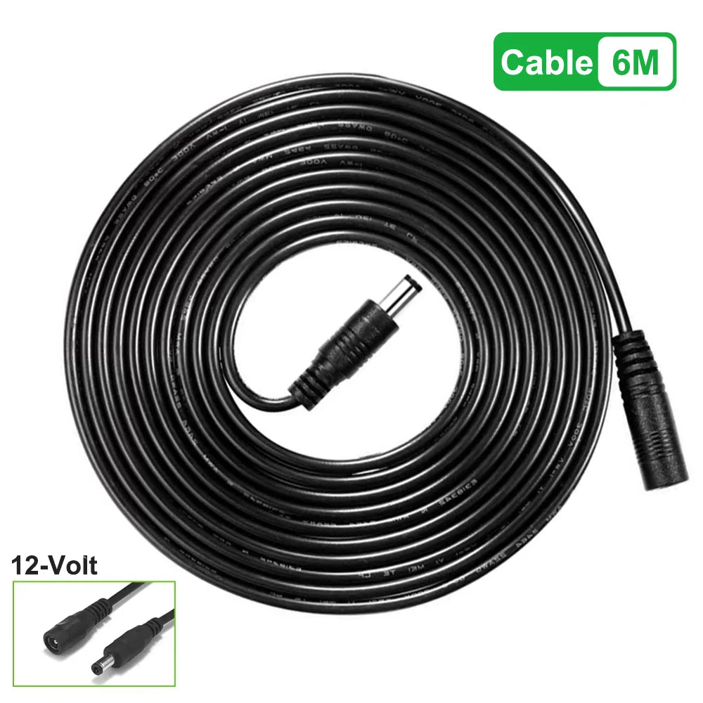 DC Voedingskabel 5.5mm x 2.1mm (6 meter) voor Beveiligingscamera's
