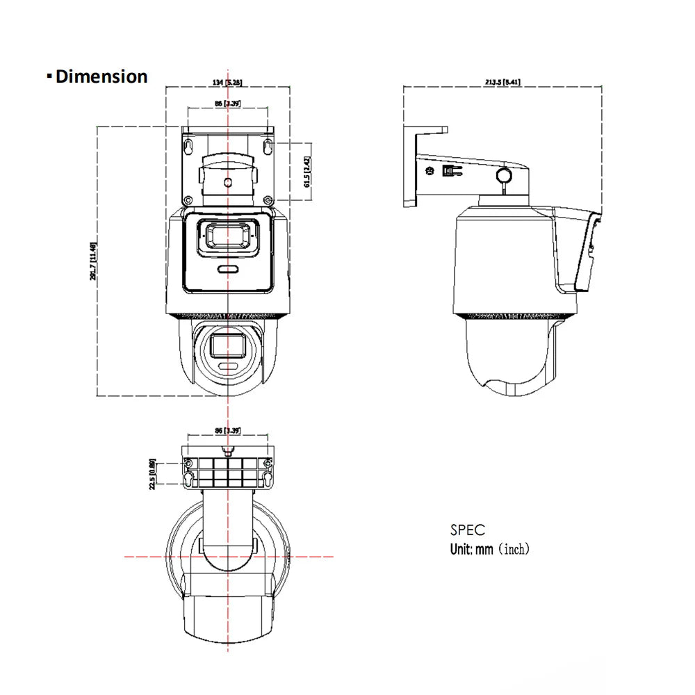 Hikvision DS-E/14 TandemVu 4MP+4MP PTZ IP Camera – POE, ColorVu, Human & Vehicle Detect, 2-Weg Audio