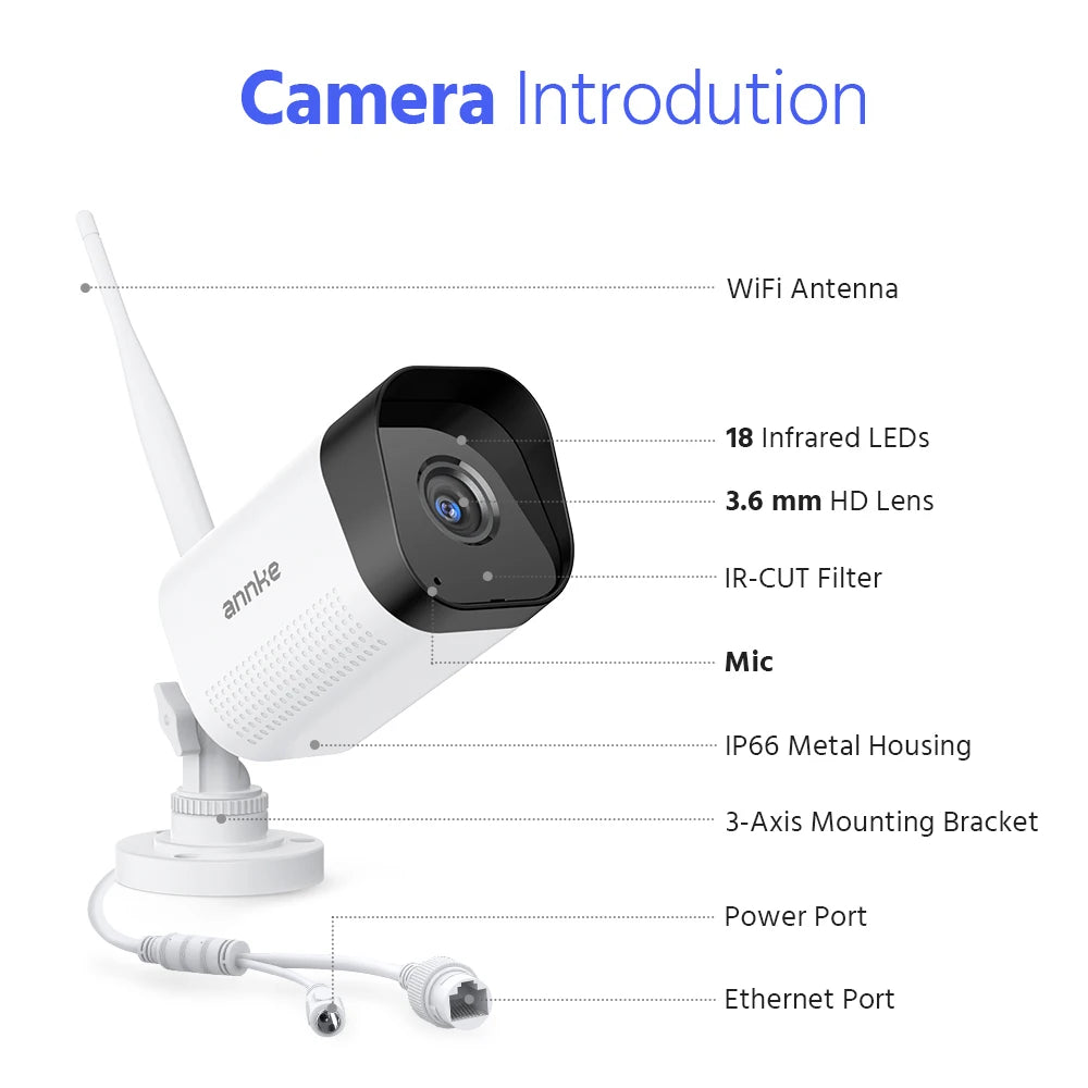 Draadloos 4-Kanaals Beveiligingssysteem met 2K FHD – Slimme Beveiliging voor Thuis en Bedrijf