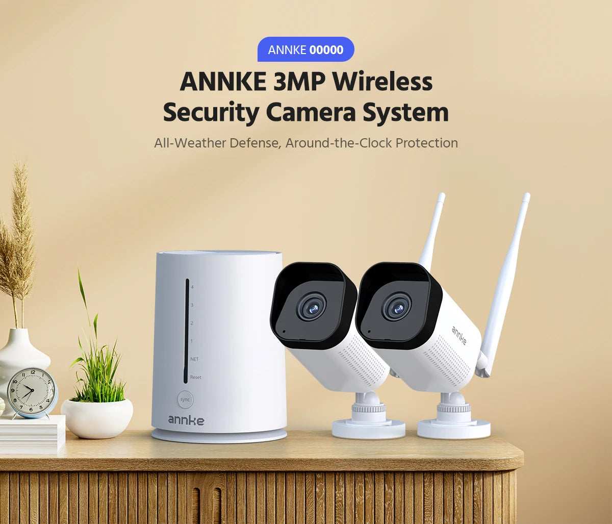 Draadloos 4-Kanaals Beveiligingssysteem met 2K FHD – Slimme Beveiliging voor Thuis en Bedrijf