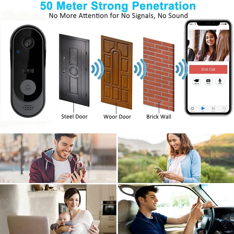 Draadloze Video Deurbel met Camera (IP65, WiFi, Smart App)